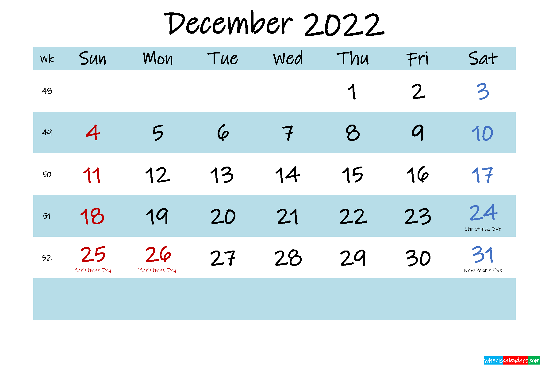 printable december 2022 calendar pdf template no