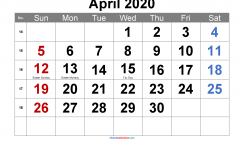 Free Printable 2020 Monthly Calendar with Holidays (Arial 1)