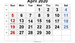 Printable April 2020 Calendar with Holidays
