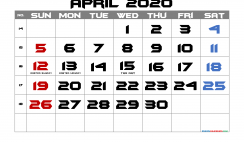 Free Printable 2020 Monthly Calendar with Holidays (BFA 1)