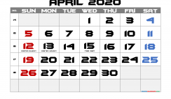 Free Printable 2020 Monthly Calendar with Holidays (BFA 3)