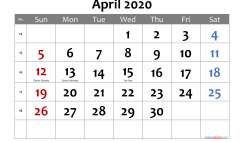 Free Printable 2020 Monthly Calendar with Holidays (Candana 1)