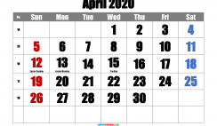 Free Printable 2020 Monthly Calendar with Holidays (Impact 1)