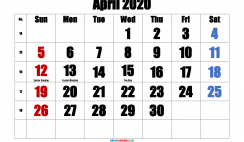 Free Printable 2020 Monthly Calendar with Holidays (Impact 4)