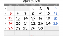 Free April 2020 Calendar Printable