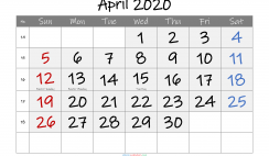 Free Printable 2020 Monthly Calendar with Holidays (InkFree 6)