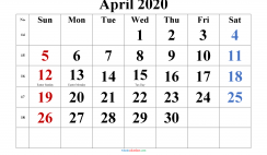 Printable April 2020 Calendar with Holidays