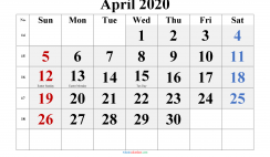 Free Printable 2020 Monthly Calendar with Holidays (Times New Roman 5)