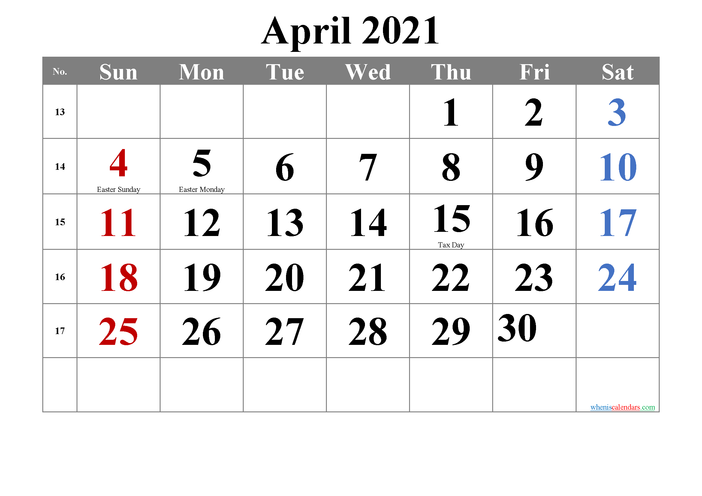 Free April 2021 Calendar Printable | Free Printable 2020 ...