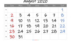 Free Printable 2020 Monthly Calendar with Holidays (InkFree 1)