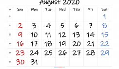 Free Printable 2020 Monthly Calendar with Holidays (InkFree 4)