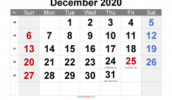 Free Printable 2020 Monthly Calendar with Holidays (Arial 2)