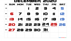 December 2020 Printable Calendar with Holidays