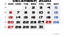 Free Printable December 2020 Calendar with Holidays