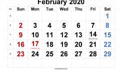 Free Printable 2020 Monthly Calendar with Holidays (Arial 4)