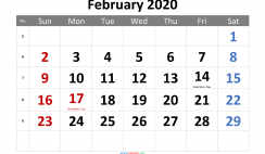 Free February 2020 Calendar Printable