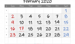 Printable February 2020 Calendar with Holidays