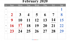 Free February 2020 Calendar Printable