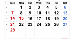 Free Printable February 2021 Calendar with Holidays