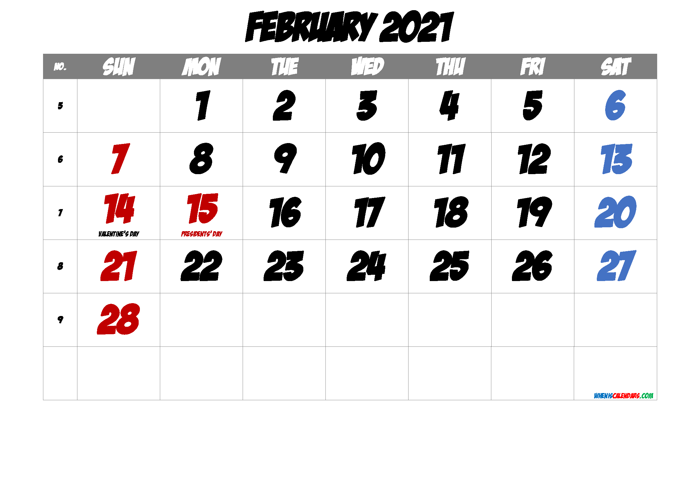 Featured image of post February Calendar 2021 With Holidays - Print each month separately and combine them on the wall into a quarterly planner, 3 month calendar or even a year;