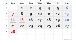 Free Printable February 2021 Calendar with Holidays