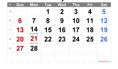 Printable February 2022 Calendar with Holidays