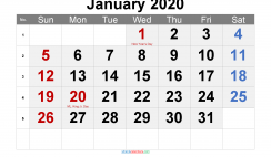 Free Printable 2020 Monthly Calendar with Holidays (Arial 6)