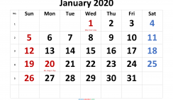 Free Printable 2020 Monthly Calendar with Holidays (Calibri 4)