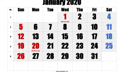 Free January 2020 Calendar Printable