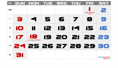 Printable January 2021 Calendar with Holidays