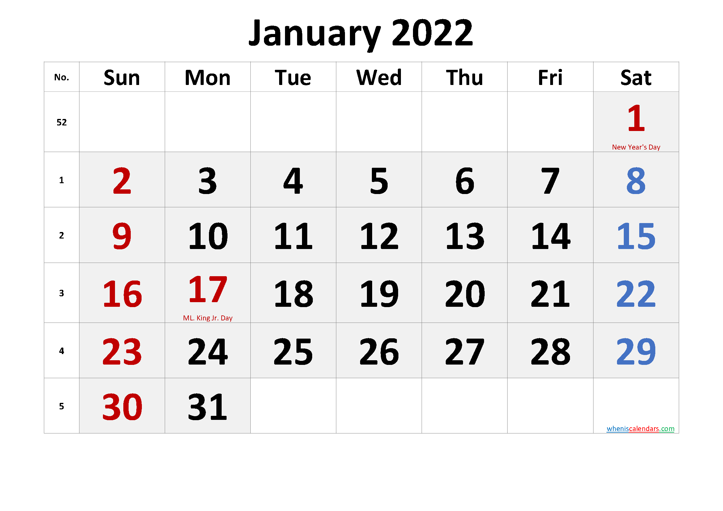 Free January 2022 Calendar Printable | Free Printable 2020 ...