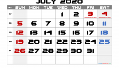 Free Printable 2020 Monthly Calendar with Holidays (BFA 2)