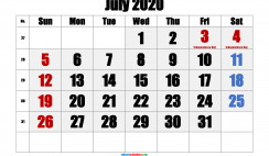 Free Printable 2020 Monthly Calendar with Holidays (Impact 5)