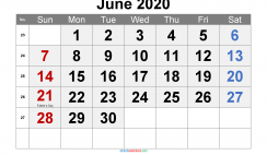 Free Printable 2020 Monthly Calendar with Holidays (Arial 6)