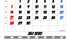 Free Printable 2020 Monthly Calendar with Holidays (Badaboom 1)