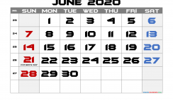 Free Printable 2020 Monthly Calendar with Holidays (BFA 2)