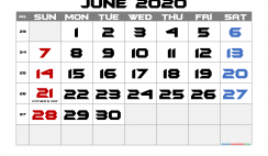 Free June 2020 Calendar Printable