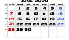 Free Printable June 2020 Calendar with Holidays