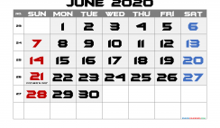 Printable June 2020 Calendar with Holidays