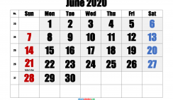 Free June 2020 Calendar Printable