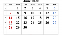 Free Printable 2020 Monthly Calendar with Holidays (Times New Roman 4)