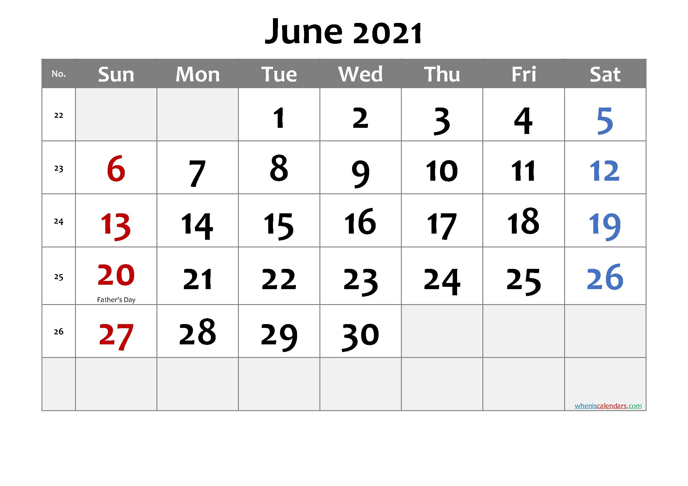 Printable June 2021 Calendar Word-Template No.cd21m30 ...