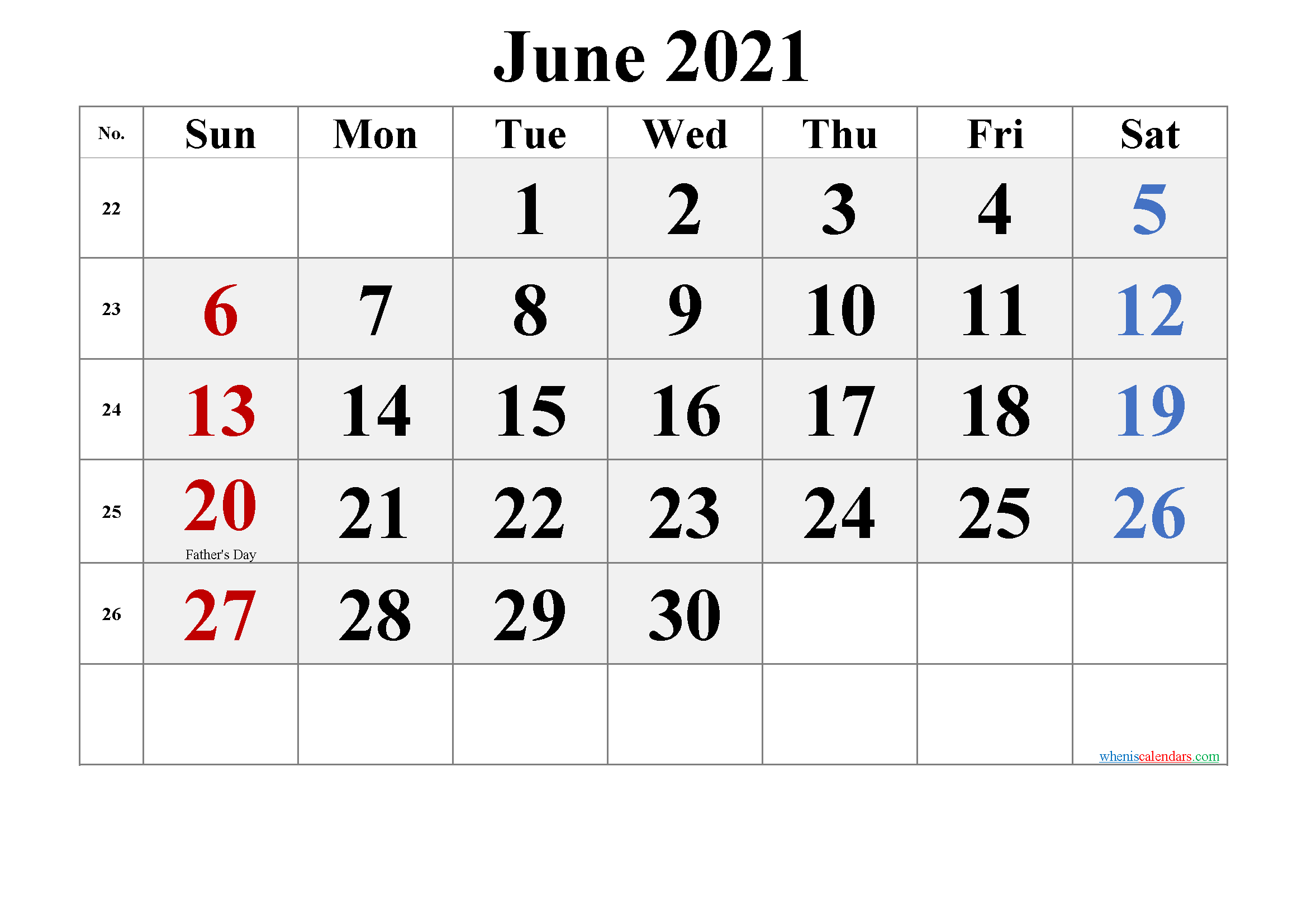 Free JUNE 2021 Calendar Printable