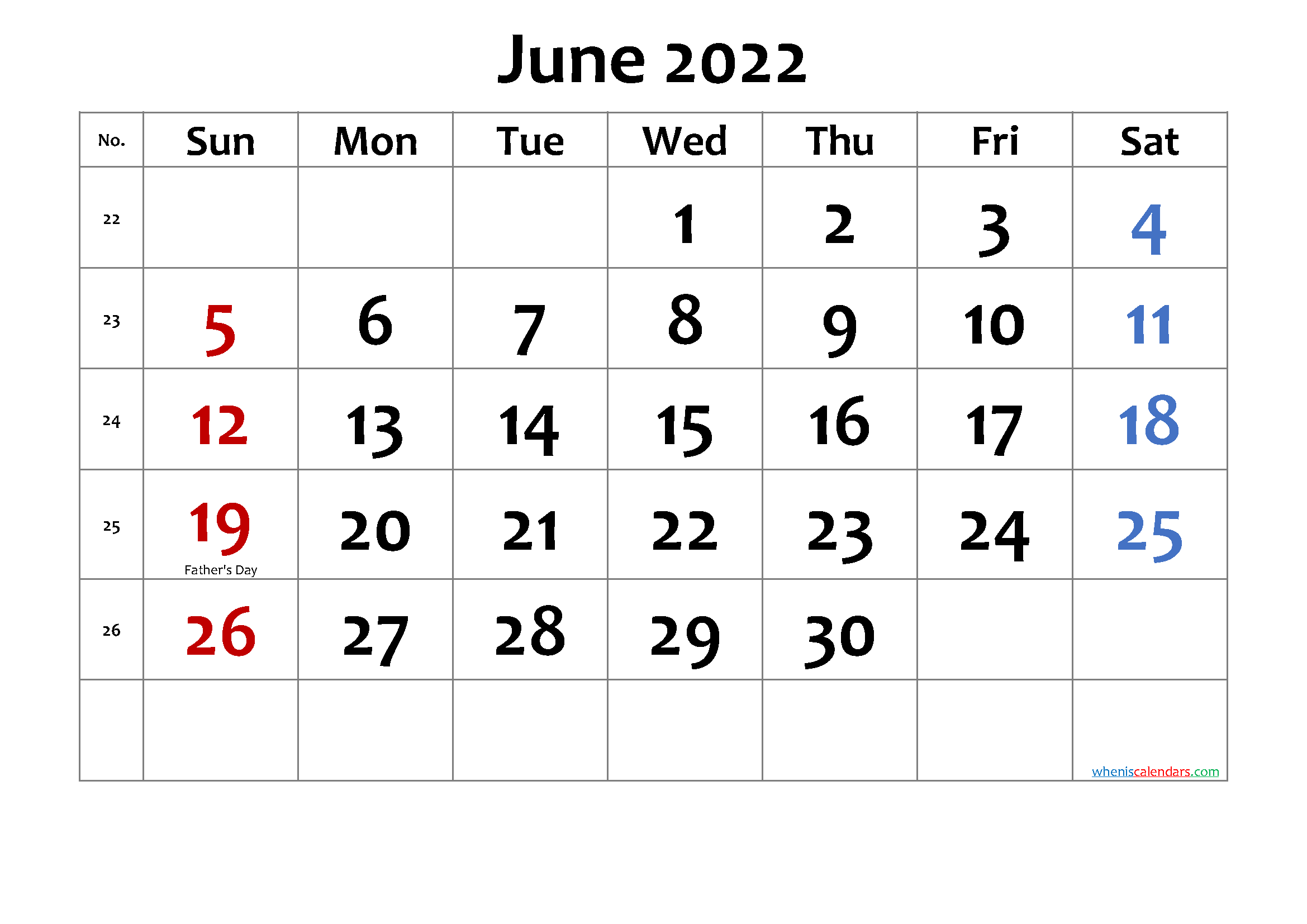 june 2022 printable calendar with holidays free