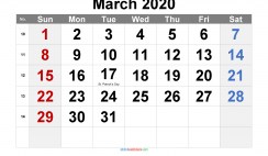 Free Printable 2020 Monthly Calendar with Holidays (Arial 2)