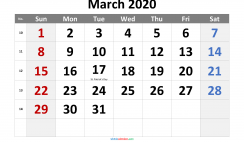 Free Printable 2020 Monthly Calendar with Holidays (Calibri 2)