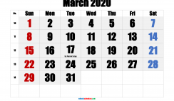 Free Printable 2020 Monthly Calendar with Holidays (Impact 5)