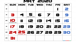 May 2020 Printable Calendar with Holidays