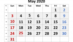 Free May 2020 Calendar Printable