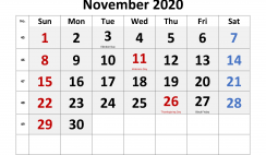 Free November 2020 Calendar Printable